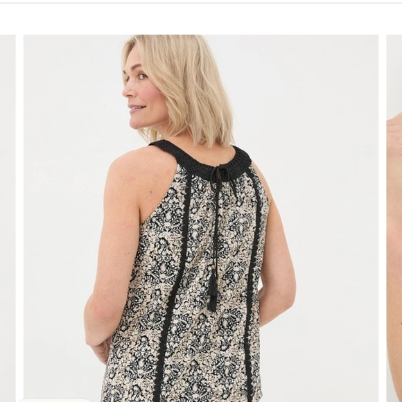 FatFace Nancy Inlay Floral Cami US 10 Nwot Black/Ivory - Picture 6 of 11